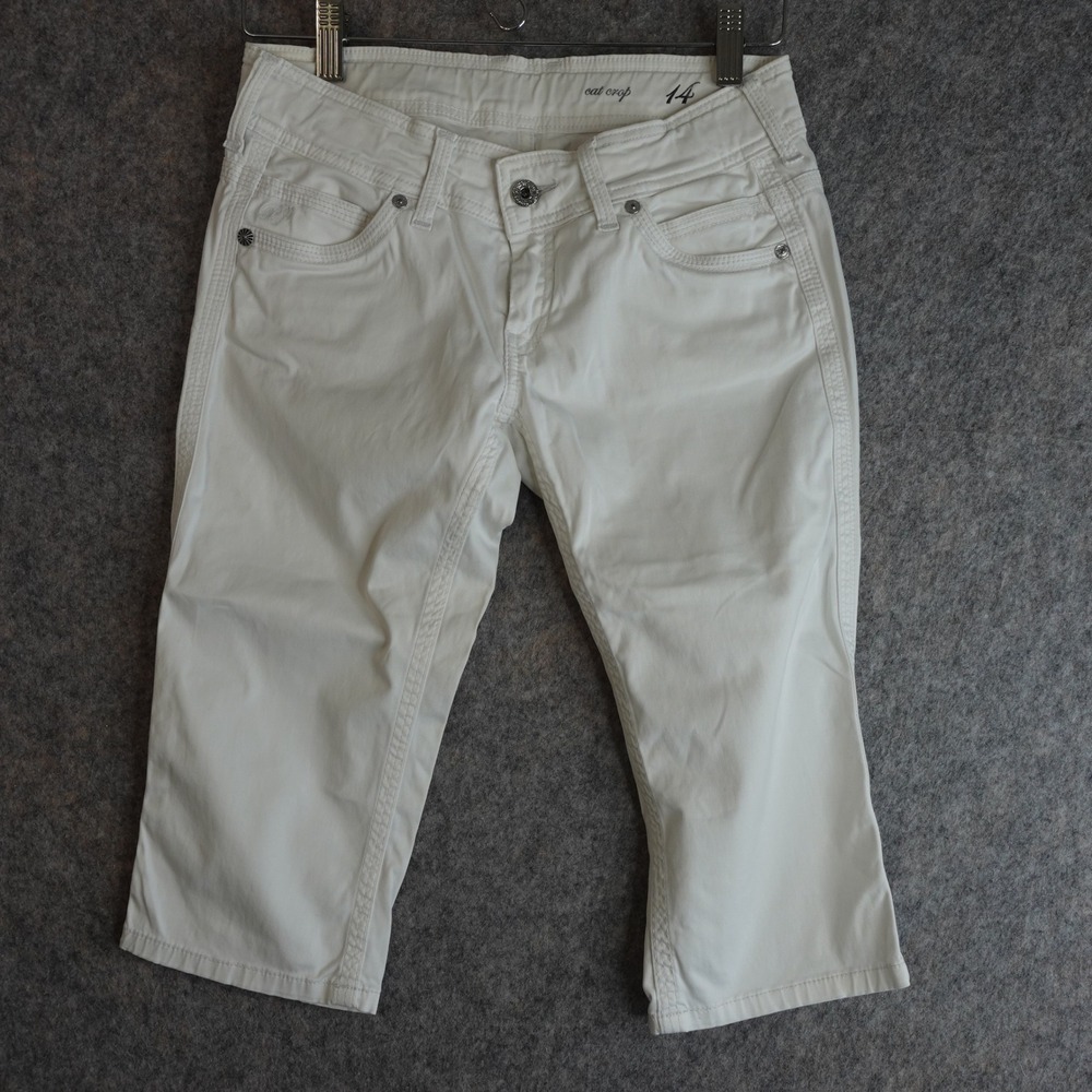Vintage Y2K Pepe‎ Jeans Cat Crop Ultra Low Rise Capris XS White Long Shorts 00s